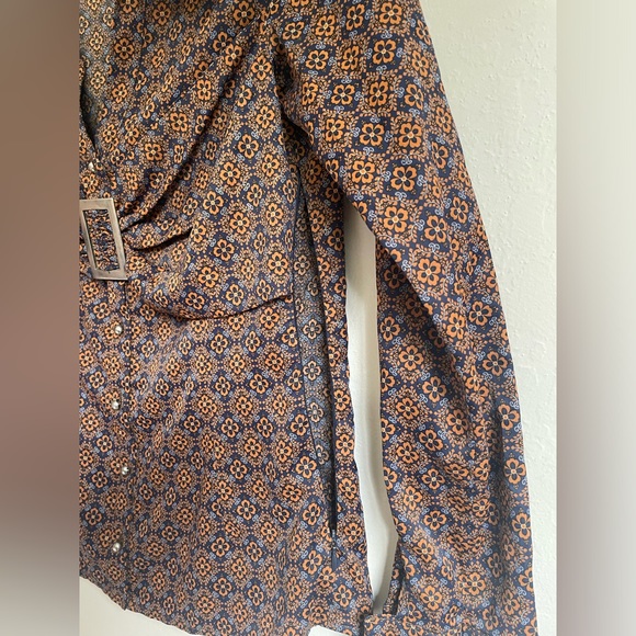 Of White Long Sleeve Vintage Silky Floral Blouse Side Zipper Bow Detail XS - Picture 3 of 8